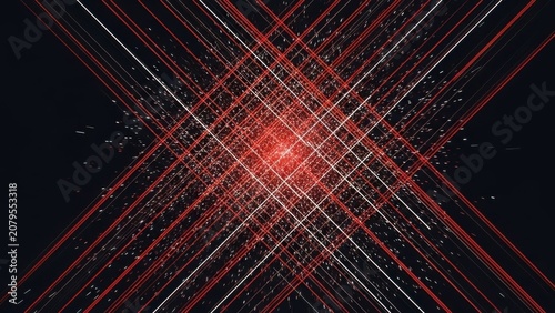Explosive burst of vibrant light trails in dynamic geometric composition