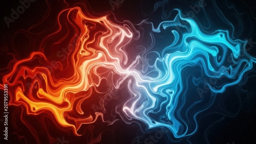 Vibrant Swirling Nebula of Fiery and Icy Cosmic Clouds