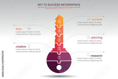 Vector infographic with key success concepts. Template with 4 steps for business.