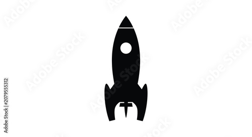 Photos Rocket Silhouette On White Background Minimalist Space Exploration Icon