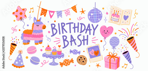 Photos Colorful birthday bash sticker set