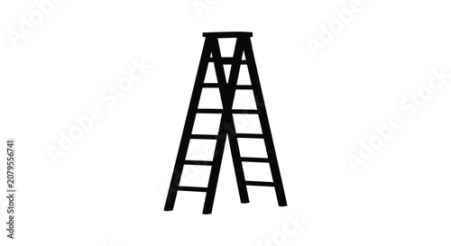 Black silhouette of a stepladder against a white background