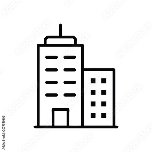 Black outline icon of city office buildings