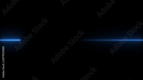 Straight neon laser line on a black background. glowing horizontal neon lines streaming across on the screen. Abstract beautiful neon line background.