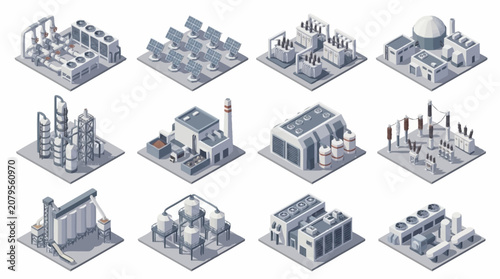 Foto Isometric Industrial Buildings and Factories Collection.