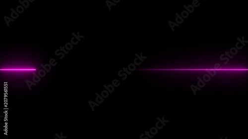Straight neon laser line on a black background. glowing horizontal neon lines streaming across on the screen. Abstract beautiful neon line background.