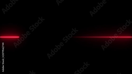 Straight  neon laser line on a black background. glowing horizontal neon lines streaming across on the screen. Abstract beautiful  neon line background.
