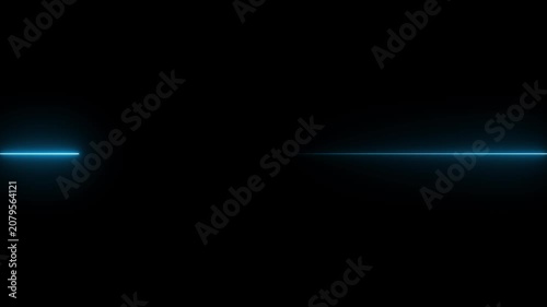 Straight  neon laser line on a black background. glowing horizontal neon lines streaming across on the screen. Abstract beautiful  neon line background.