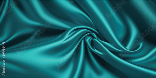 Fotografía Elegant teal silk fabric draped softly luxurious smooth texture background desig