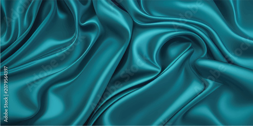 Obraz na płótnie Dark teal green silk satin