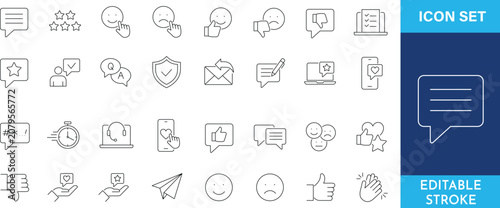 Obraz na plátne Feedback and review line icons set