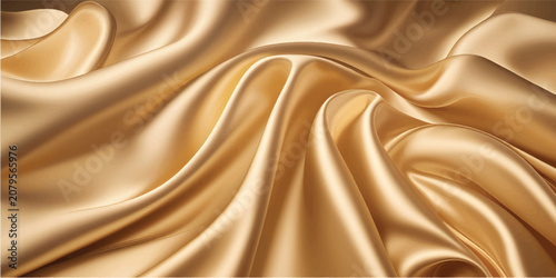 Golden fabric flowing smoothly creating elegant texture, perfect for luxury, fashion, or design projects