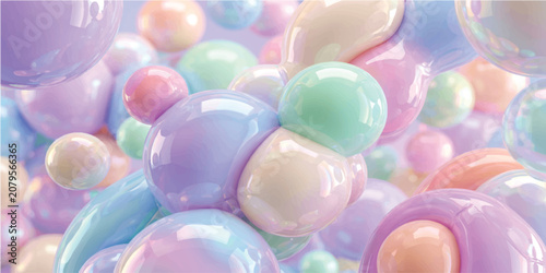 Flowing liquid glass forms with iridescent pastel reflections, blending soft blue, lavender, and warm peach tones into a sculptural futuristic composition.