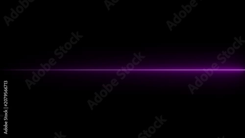 Straight neon lazer line color blue black background.