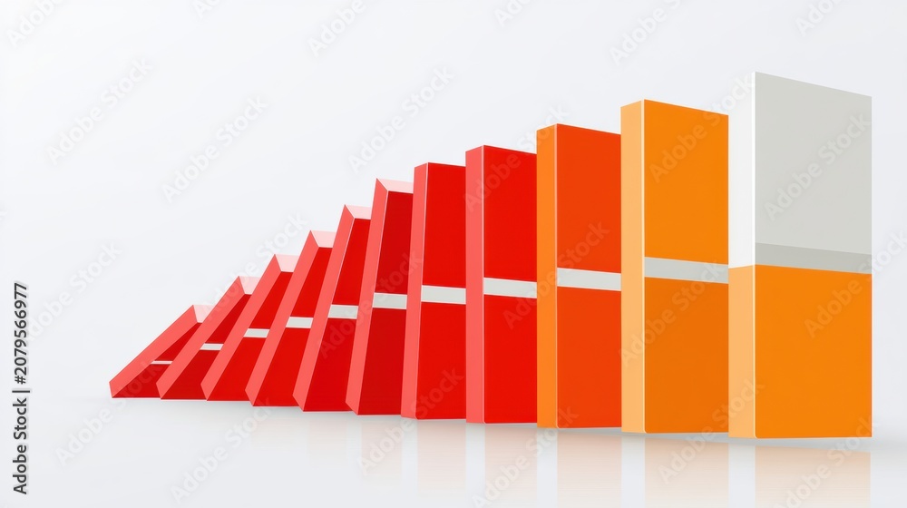 Fototapeta premium Visual Representation of a Domino Effect Showing a Row of Blocks Falling in Sequence Where One Block Knocks Over the Next in a Simple Design