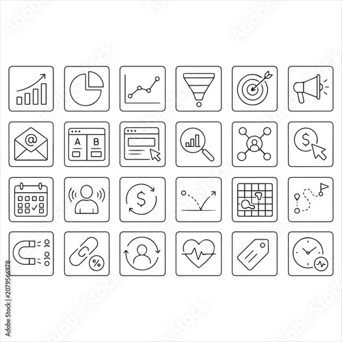 Line Style Business Infographic Icons Set