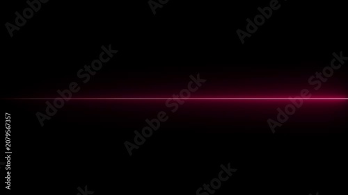 Straight neon lazer line color blue black background.