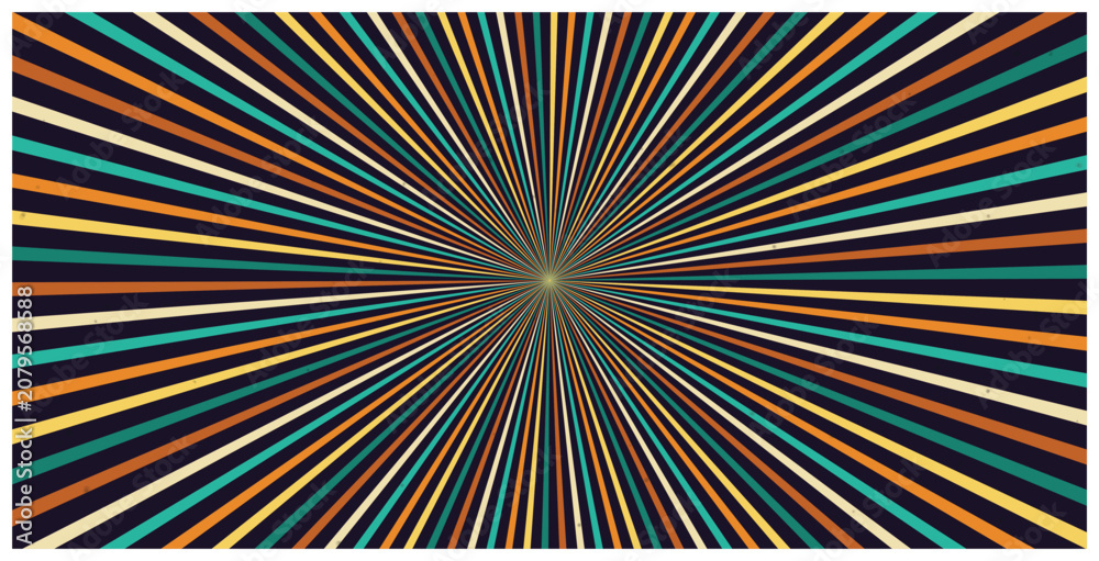 Fototapeta premium Retro sunburst pattern abstract background with radiating colorful lines.
