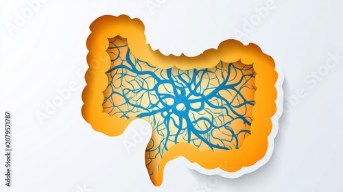 Exploring the Gut Silhouette Showing a Neural Network Pattern Representing the Connection Between the Enteric Nervous System and the Brain