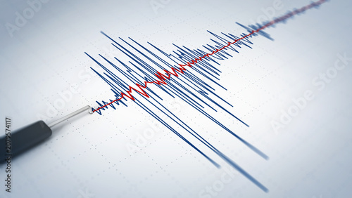 Obraz na płótnie Seismic activity graph showing an earthquake. 3D illustration