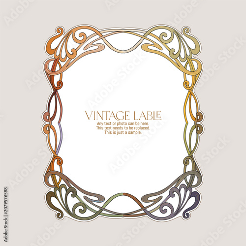 Elegant Art Nouveau frames with swirling floral motifs in warm orange, gold, and beige tones. Ideal for vintage posters, labels, invitations, badges, and luxury graphic designs.