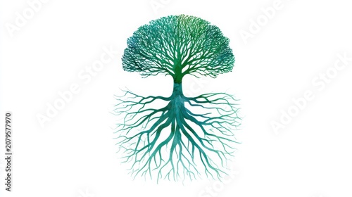 This artwork illustrates the vagus nerve as the roots of a tree connecting the brain to the organs  using organic shapes and colors.