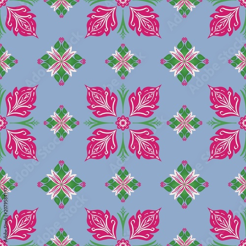 Seamless floral traditional fabric patterns based on ethnic. Designed for wallpaper, background, clothing, wrapping, Batik, tiles, embroidery style. 