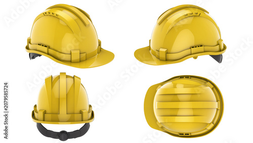 Tableau sur toile Isolated yellow hard hat for safety protection in construction and industrial wo