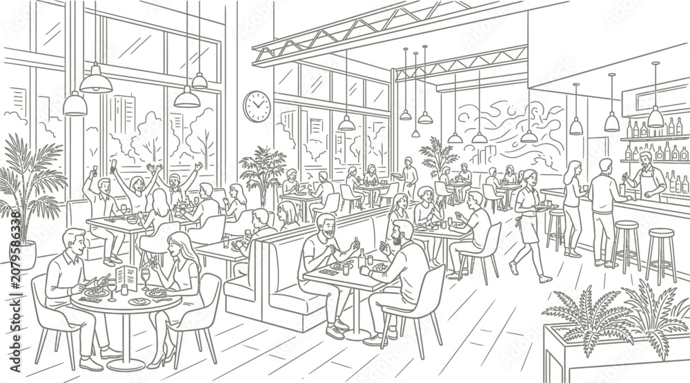 Obraz premium people in a cafe with a table