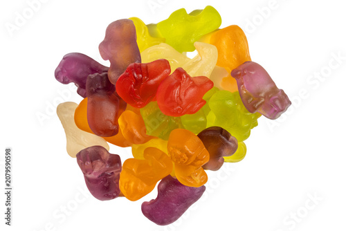 Photos Colorful translucent gummy bear candy heap with vibrant gelatin texture