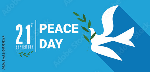 Canvastavla Peace Dove with Olive Branch on Blue Background