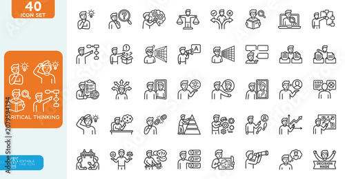 Photos Critical thinking Vector illustration line editable Icons set