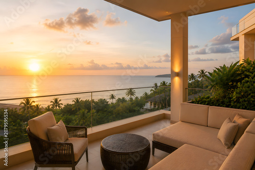 Resort Hotel Balcony at Sunset