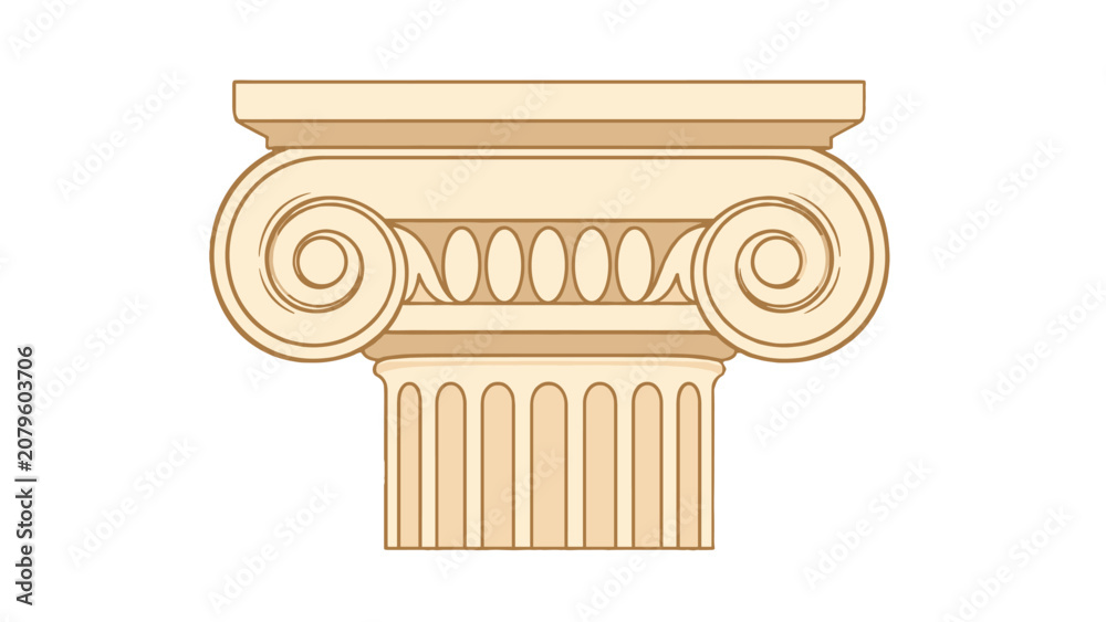 Fototapeta premium Classical column capital with scroll ornament vector illustration