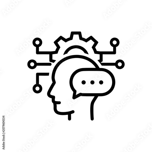 Schilderij op canvas AI Language Processing Head Icon