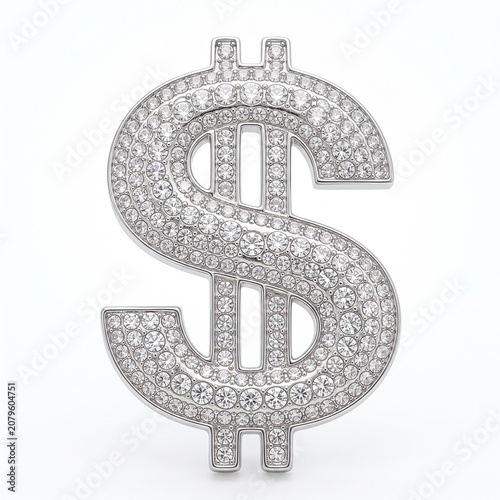 Sparkling diamond-encrusted dollar sign symbolizing wealth and luxury
