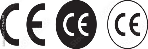 Fotografija Ce mark certification logo icons set for product safety standards on transparent background vector