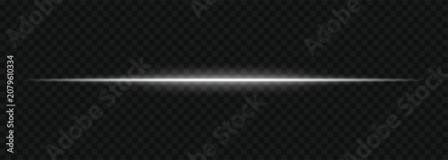 Fotografie Shining white neon light beam with horizontal rays and sparkle