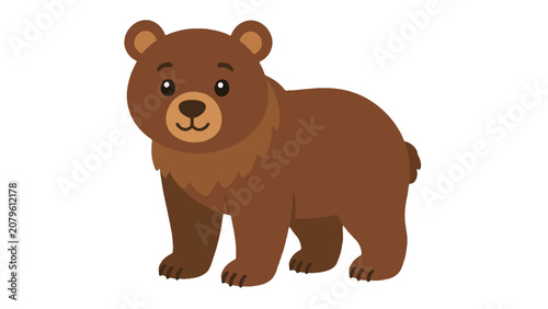Bild auf Leinwand Cute brown bear cartoon character isolated on white background