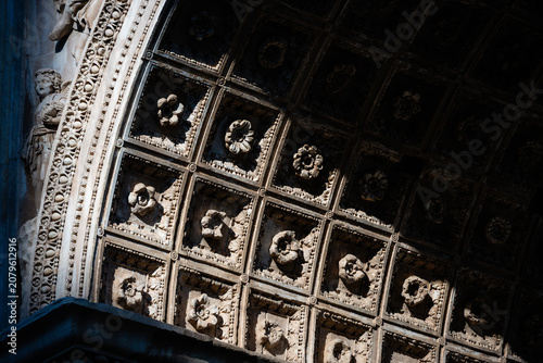 Detail of Ancient Roman Coffer Ceiling Carvings Arch Architecture