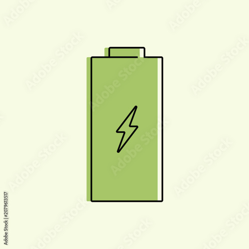 Sustainable energy, battery, green, icon, black outline, simple vector illustration