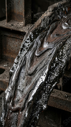 Abstract dark liquid metal flowing texture, silver metallic organic fluid dynamic background, vertical overlay