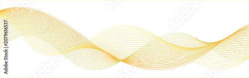 Golden Abstract Wave Line Background with Elegant Flowing Curved Stripes. Luxury Gold Wave Lines on White Background with Minimal Modern Flow Design.