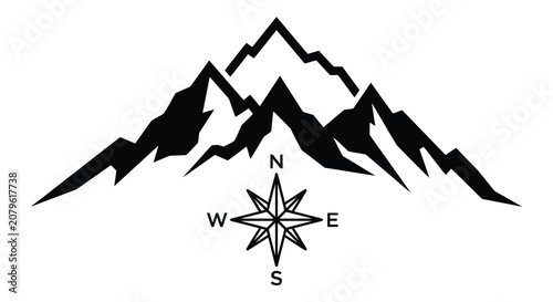 icon of a stylized rugged mountain range profile .eps