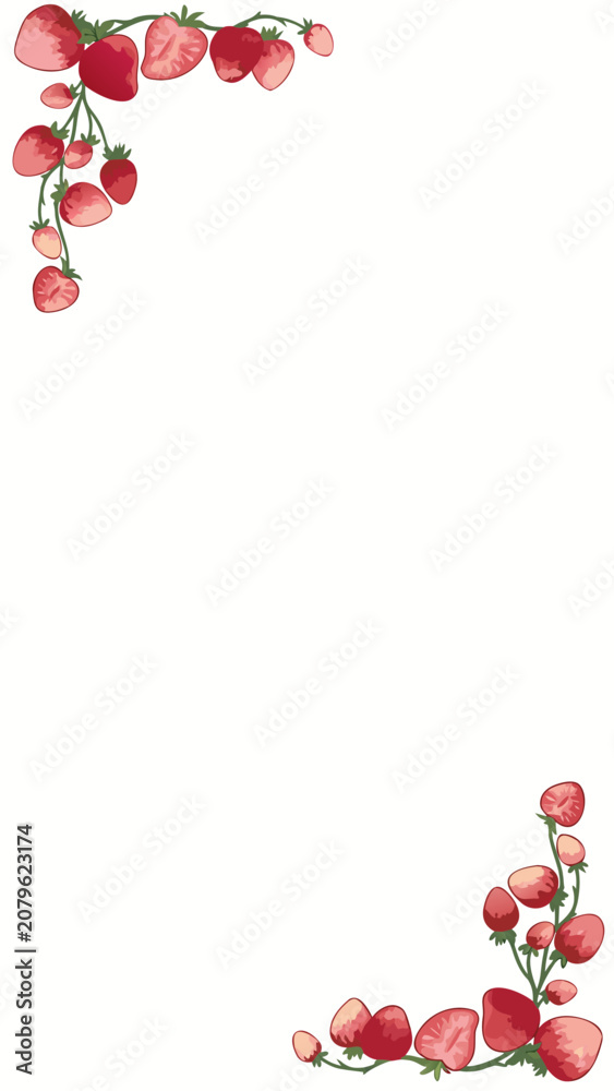 Fototapeta premium strawberries frame, Stock footage , illustrator, Blurred, depth of field, defocus object