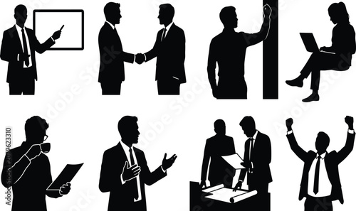 Obraz na plátne Corporate business professionals and executive team silhouette icons set present