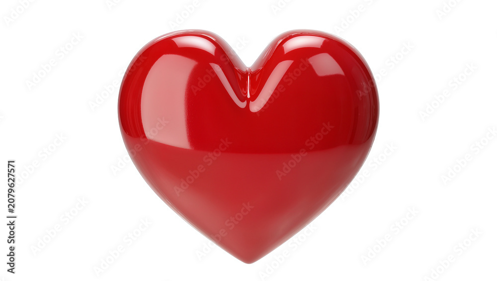 Fototapeta premium Isolated shiny red heart shape a classic three-dimensional symbol of love and passion
