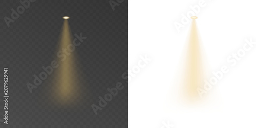 Sunlight spotlight PNG isolated on transparent background with warm glowing beam, cinematic volumetric rays, soft golden haze and realistic stage illumination