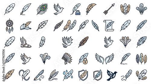 Feather and Bird Icon Set