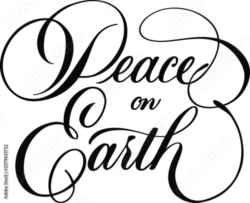 Peace On Earth Flourished Script Calligraphy
